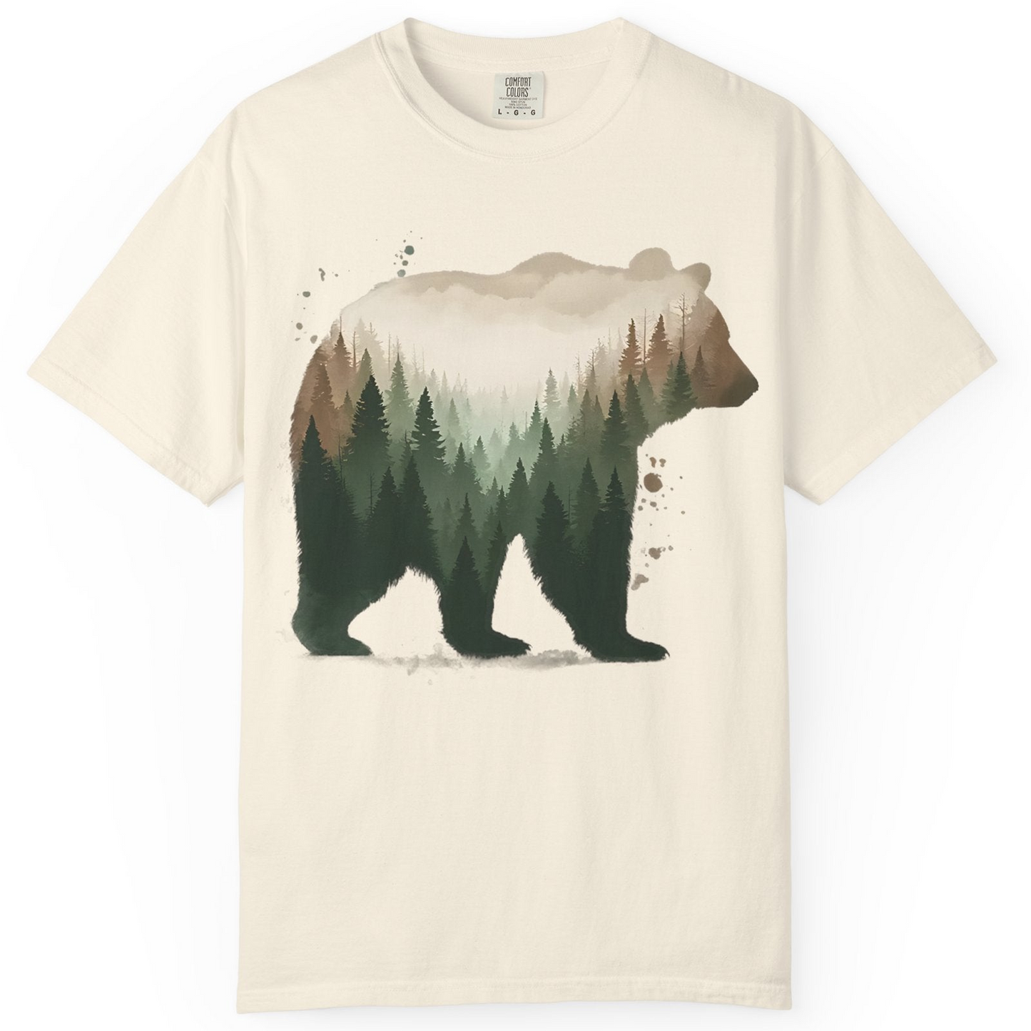 Double Exposure Bear Forest Shirt Comfort Colors T-Shirt – Ivory – Alaska Cruise Shirts