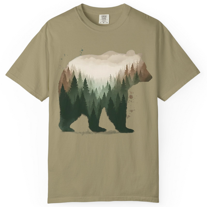 Double Exposure Bear Forest Shirt Comfort Colors T-Shirt – Khaki – Alaska Cruise Shirts