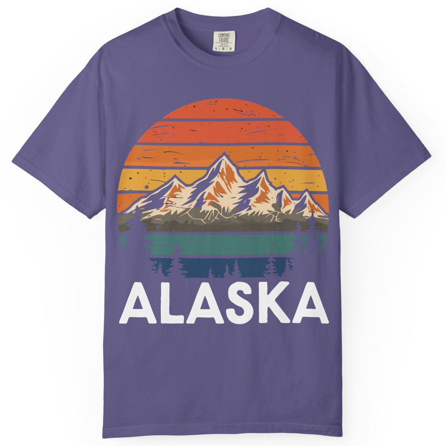 Retro Alaska Mountain Scenery Shirt Comfort Colors T-Shirt – Grape – Alaska Cruise Shirts