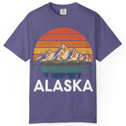 Retro Alaska Mountain Scenery Shirt Comfort Colors T-Shirt – Grape – Alaska Cruise Shirts