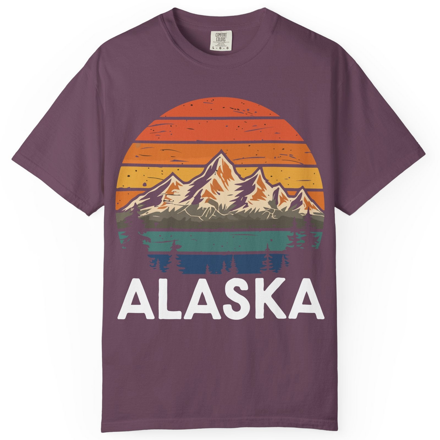 Retro Alaska Mountain Scenery Shirt Comfort Colors T-Shirt – Berry – Alaska Cruise Shirts