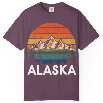 Retro Alaska Mountain Scenery Shirt Comfort Colors T-Shirt – Berry – Alaska Cruise Shirts