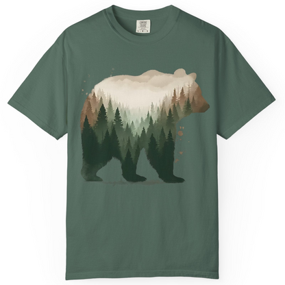 Double Exposure Bear Forest Shirt Comfort Colors T-Shirt – Blue Spruce – Alaska Cruise Shirts