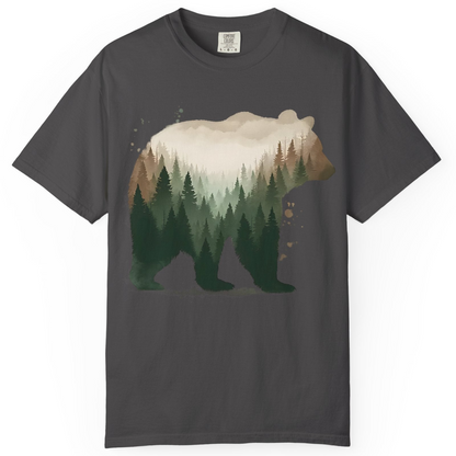 Double Exposure Bear Forest Shirt Comfort Colors T-Shirt – Graphite – Alaska Cruise Shirts