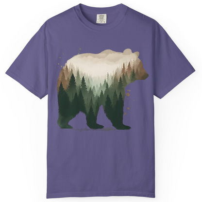 Double Exposure Bear Forest Shirt Comfort Colors T-Shirt – Grape – Alaska Cruise Shirts