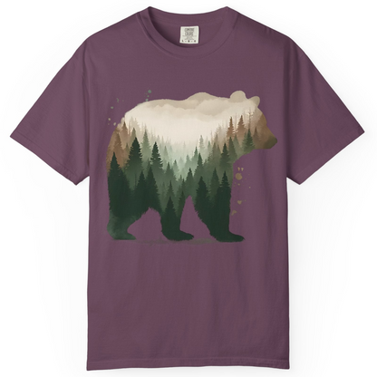 Double Exposure Bear Forest Shirt Comfort Colors T-Shirt – Berry – Alaska Cruise Shirts