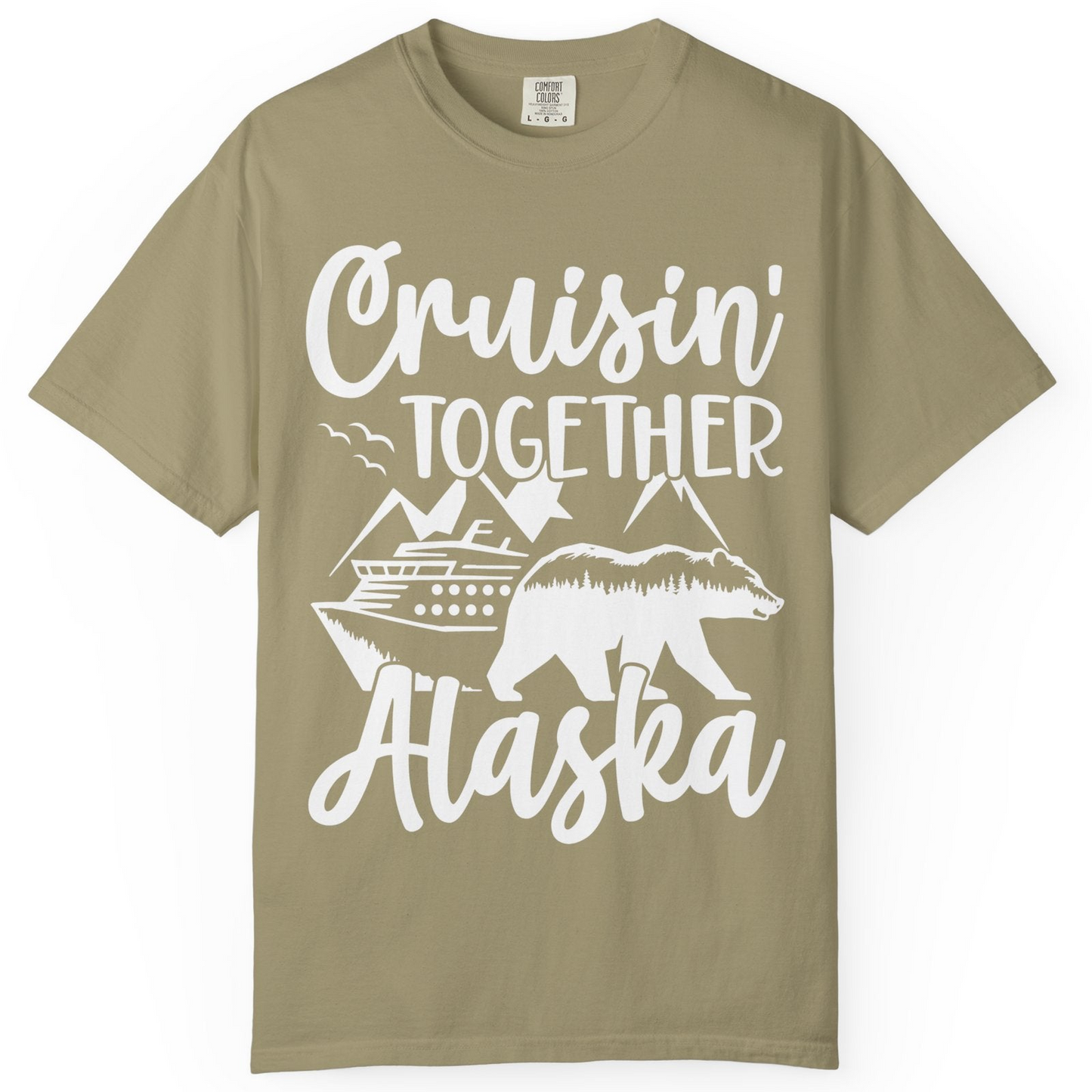 Alaska Cruise Adventure Shirt Comfort Colors T-Shirt – Khaki – Alaska Cruise Shirts