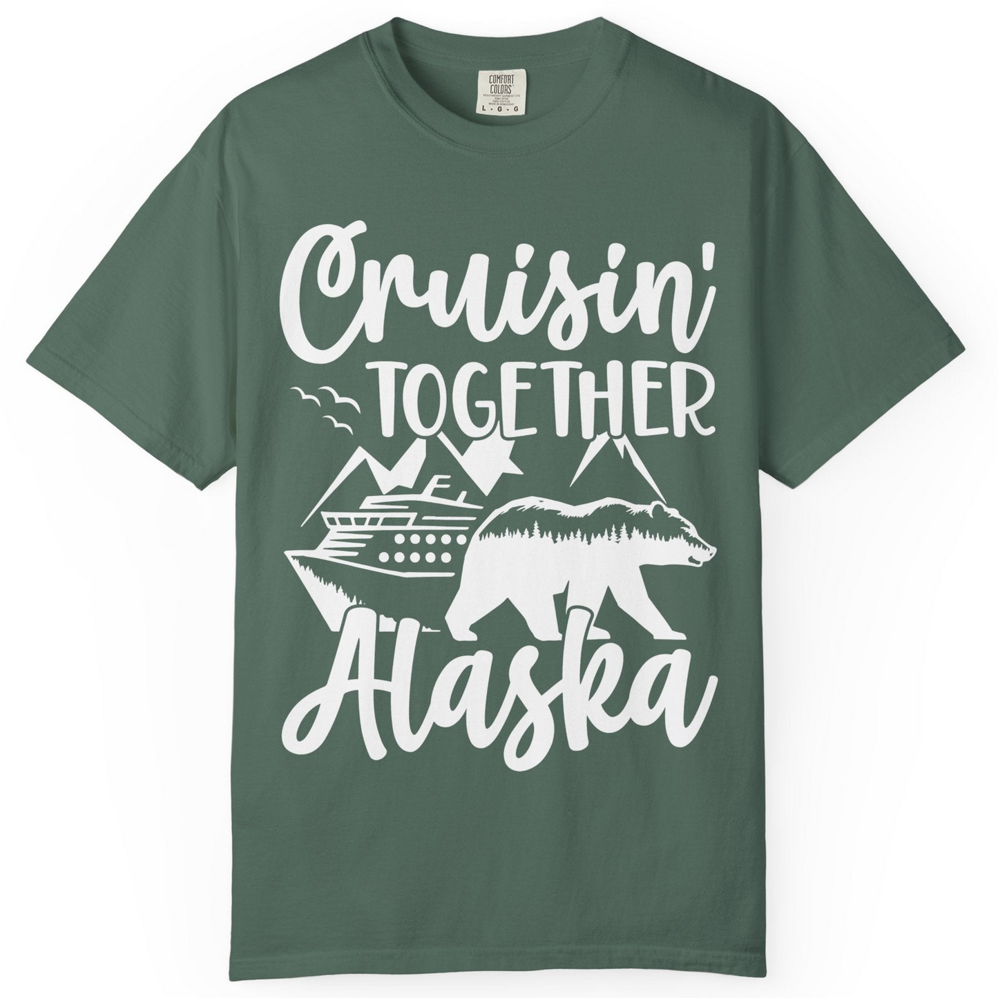 Alaska Cruise Adventure Shirt Comfort Colors T-Shirt – Blue Spruce – Alaska Cruise Shirts