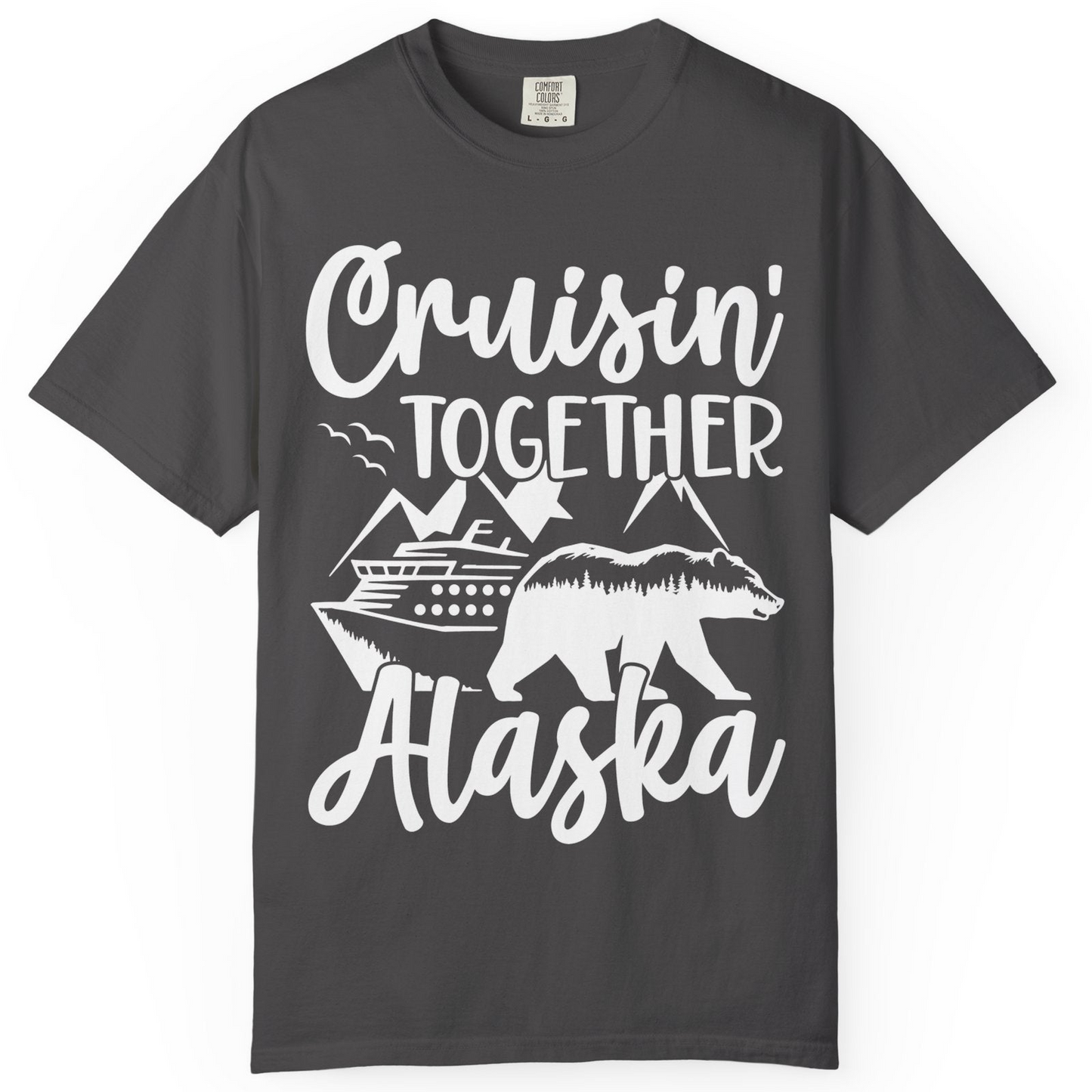 Alaska Cruise Adventure Shirt Comfort Colors T-Shirt – Graphite – Alaska Cruise Shirts