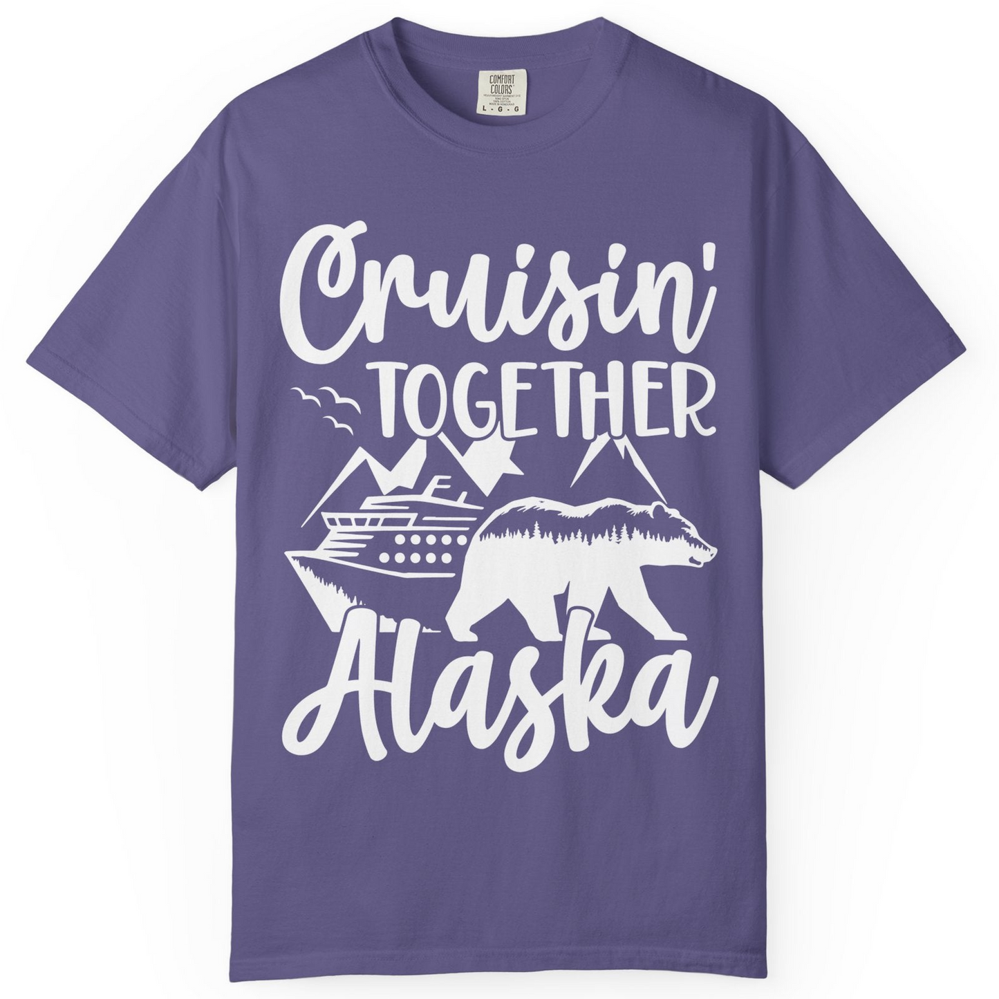 Alaska Cruise Adventure Shirt Comfort Colors T-Shirt – Grape – Alaska Cruise Shirts