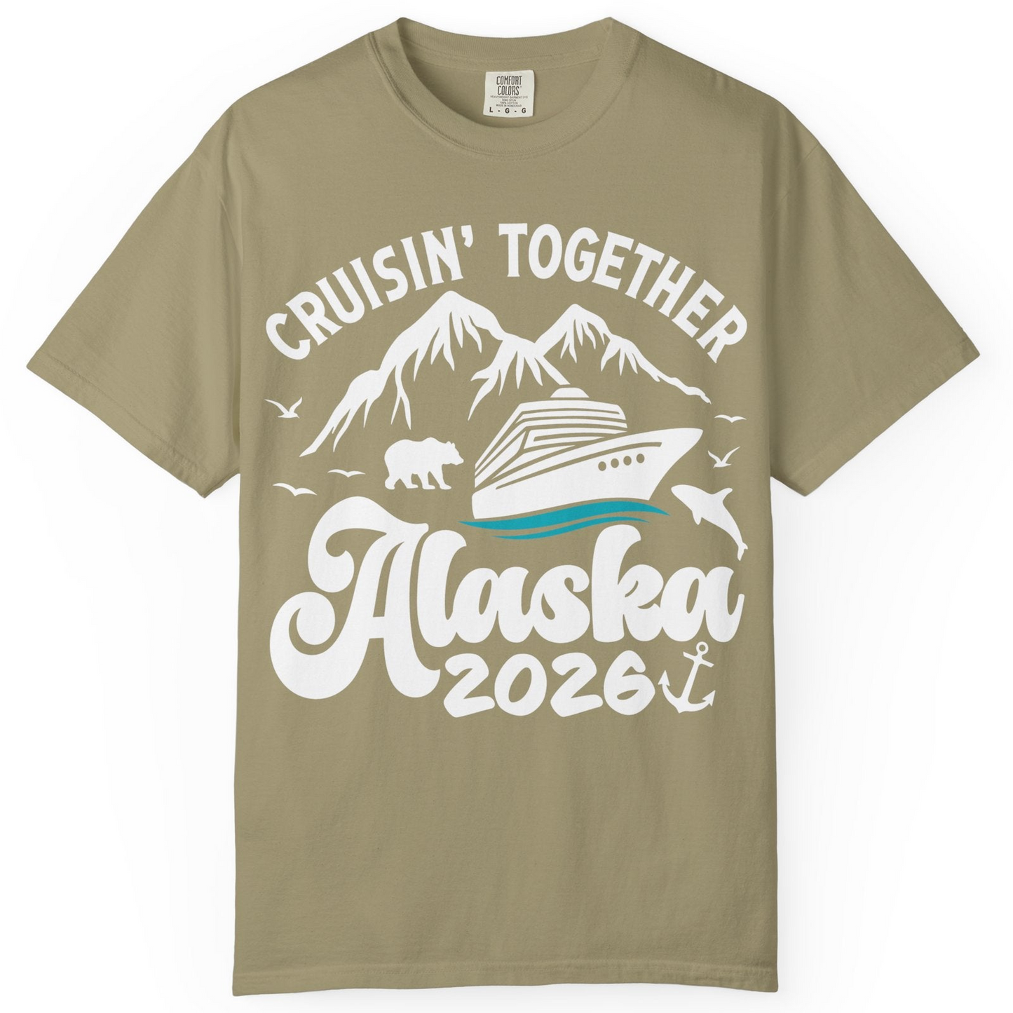 Alaska Cruise Adventure Shirt Comfort Colors T-Shirt – Khaki – Alaska Cruise Shirts