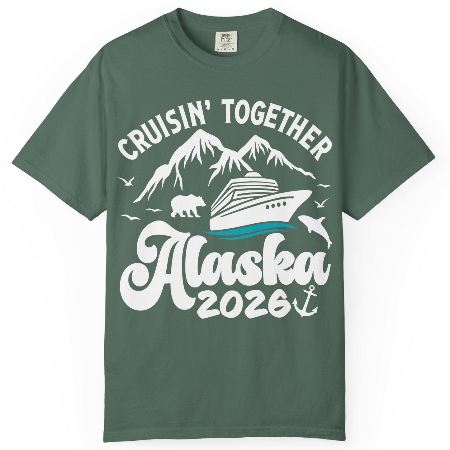 Alaska Cruise Adventure Shirt Comfort Colors T-Shirt – Blue Spruce – Alaska Cruise Shirts