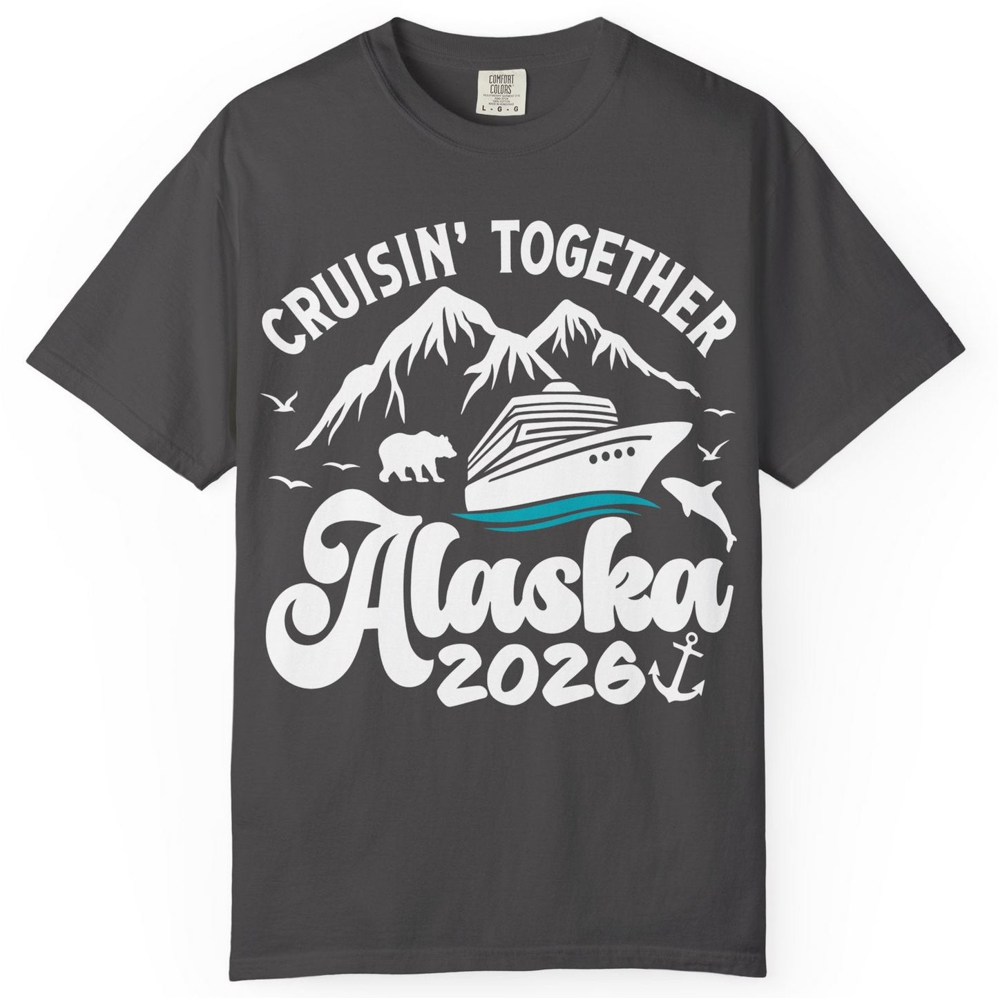 Alaska Cruise Adventure Shirt Comfort Colors T-Shirt – Graphite – Alaska Cruise Shirts