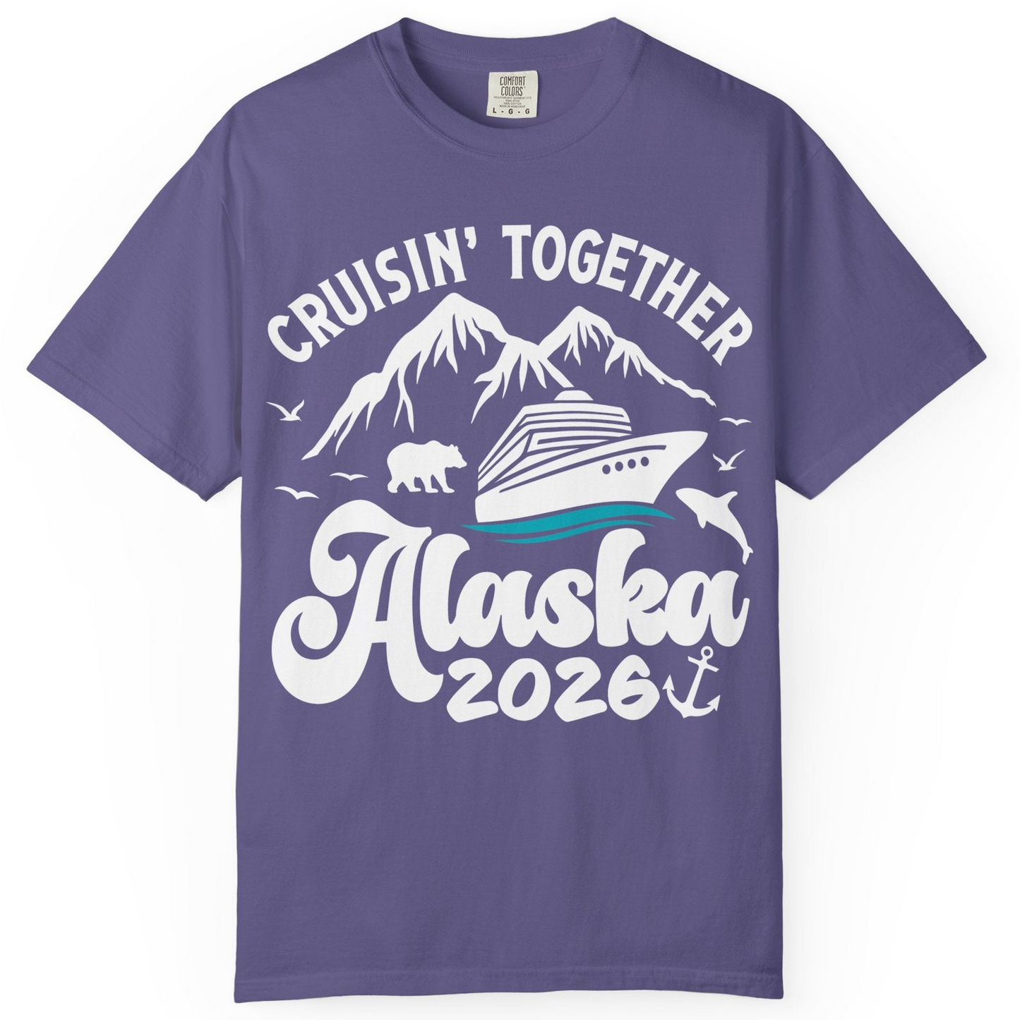 Alaska Cruise Adventure Shirt Comfort Colors T-Shirt – Grape – Alaska Cruise Shirts