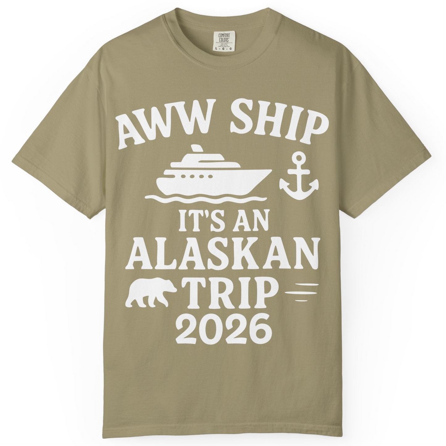 Alaska Cruise Shirt Comfort Colors T-Shirt – Khaki – Alaska Cruise Shirts