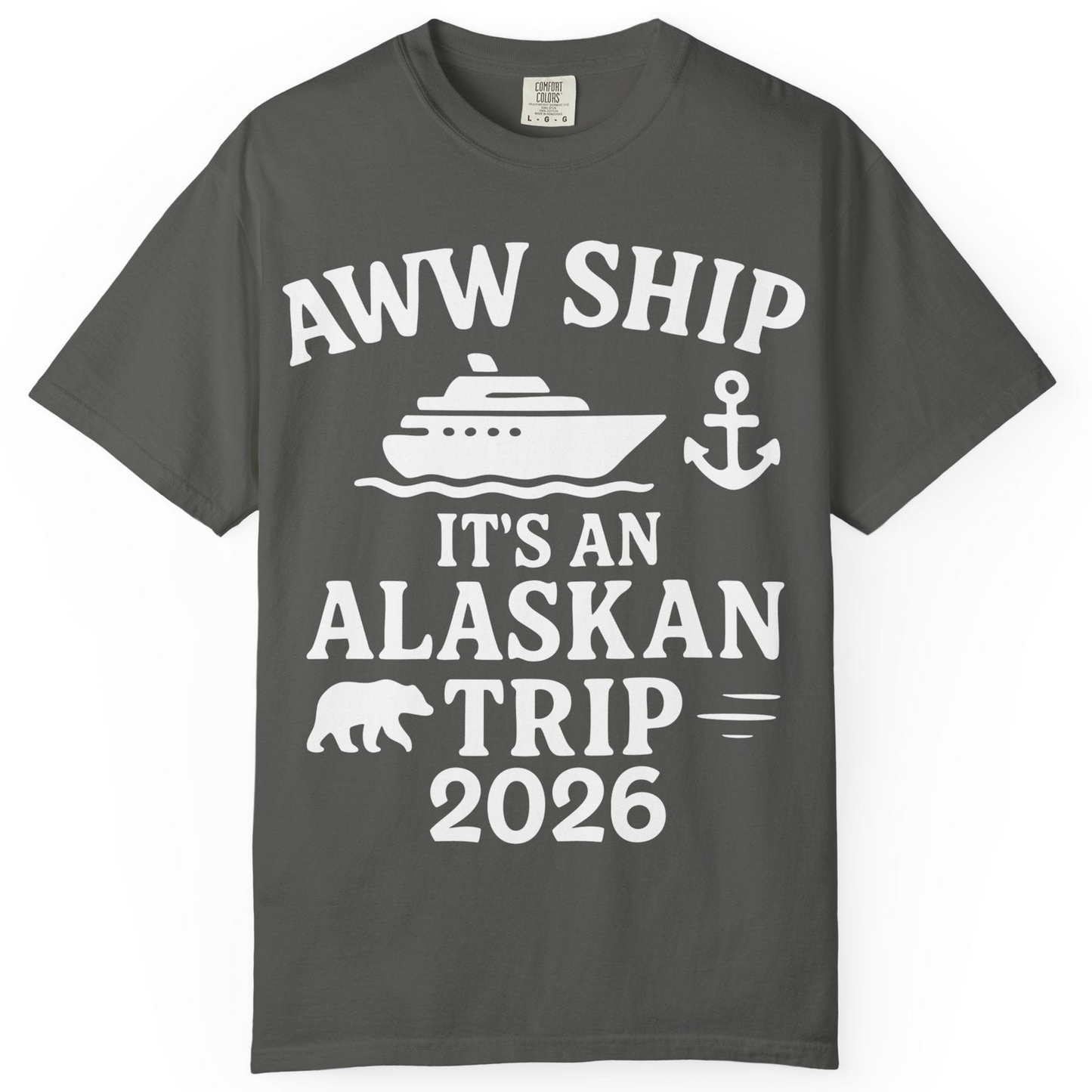 Alaska Cruise Shirt Comfort Colors T-Shirt – Pepper – Alaska Cruise Shirts