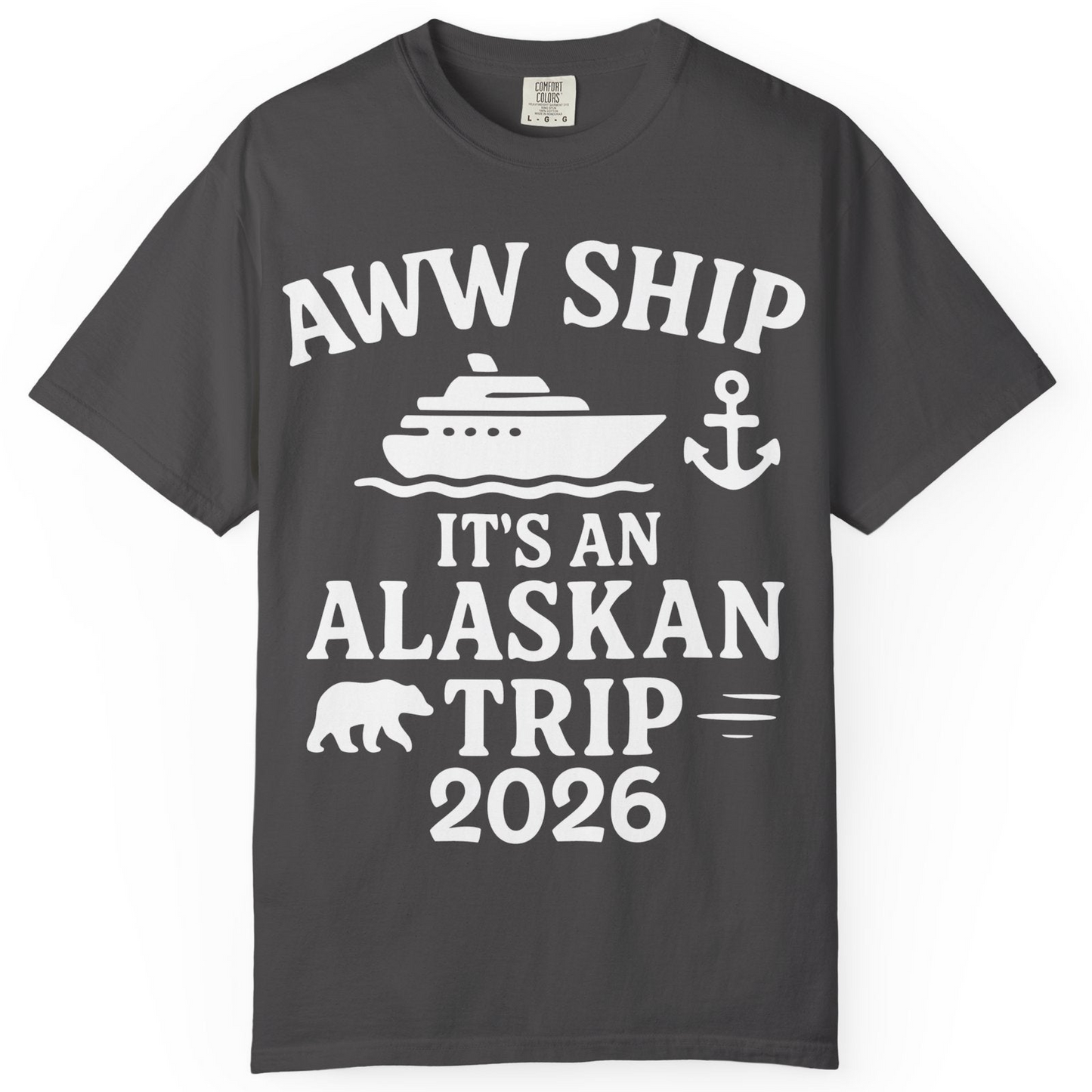 Alaska Cruise Shirt Comfort Colors T-Shirt – Graphite – Alaska Cruise Shirts