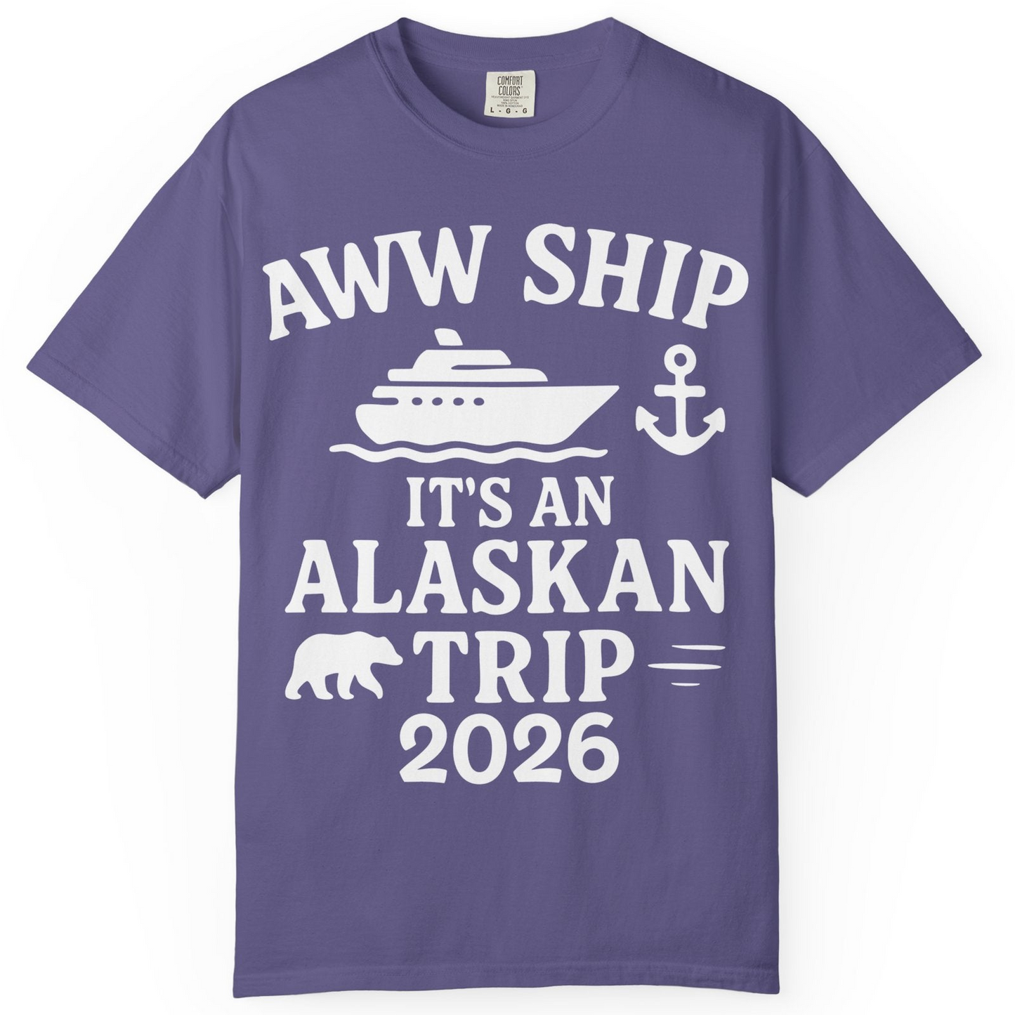 Alaska Cruise Shirt Comfort Colors T-Shirt – Grape – Alaska Cruise Shirts