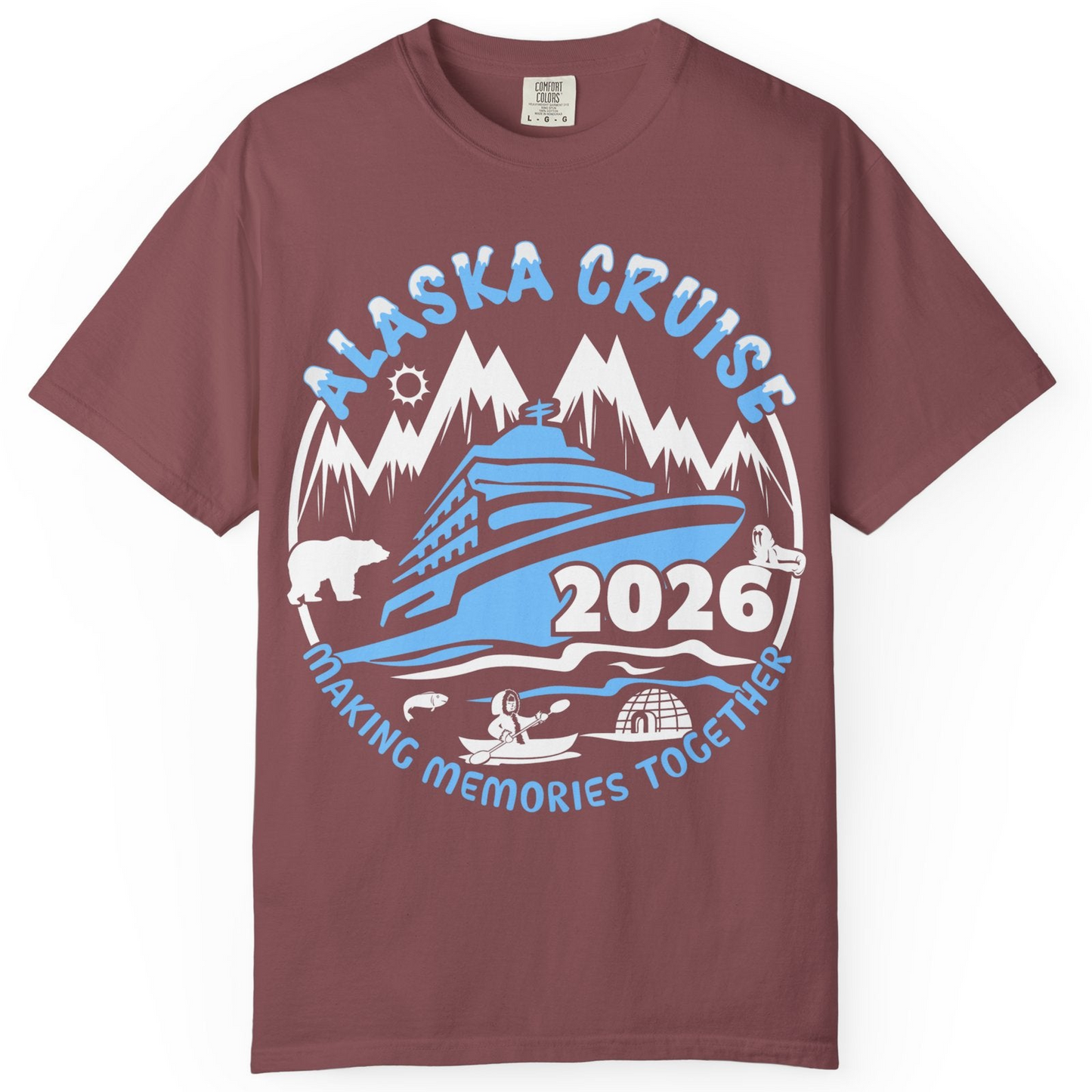 Alaska Cruise 2026 Shirt Comfort Colors T-Shirt – Brick – Alaska Cruise Shirts