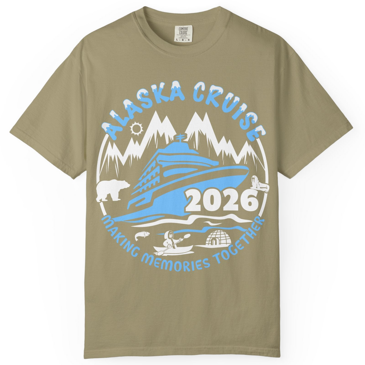 Alaska Cruise 2026 Shirt Comfort Colors T-Shirt – Khaki – Alaska Cruise Shirts