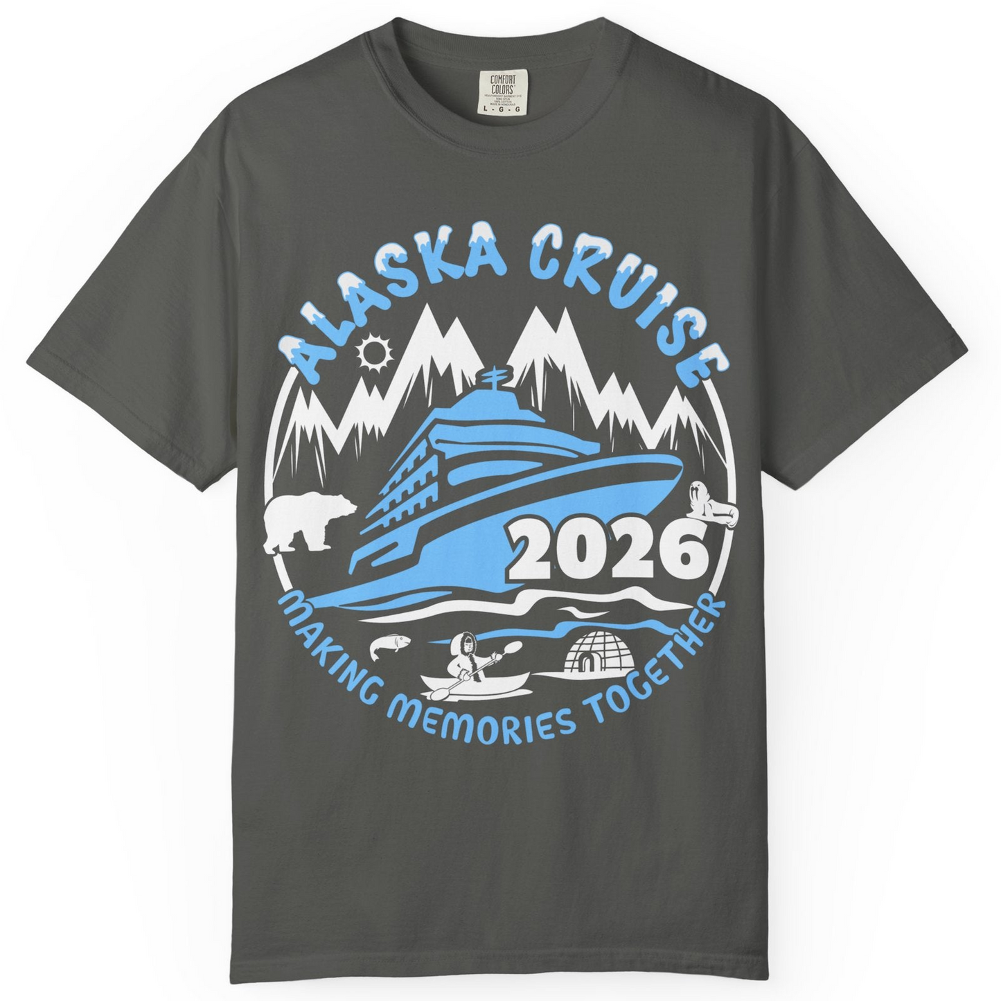 Alaska Cruise 2026 Shirt Comfort Colors T-Shirt – Pepper – Alaska Cruise Shirts