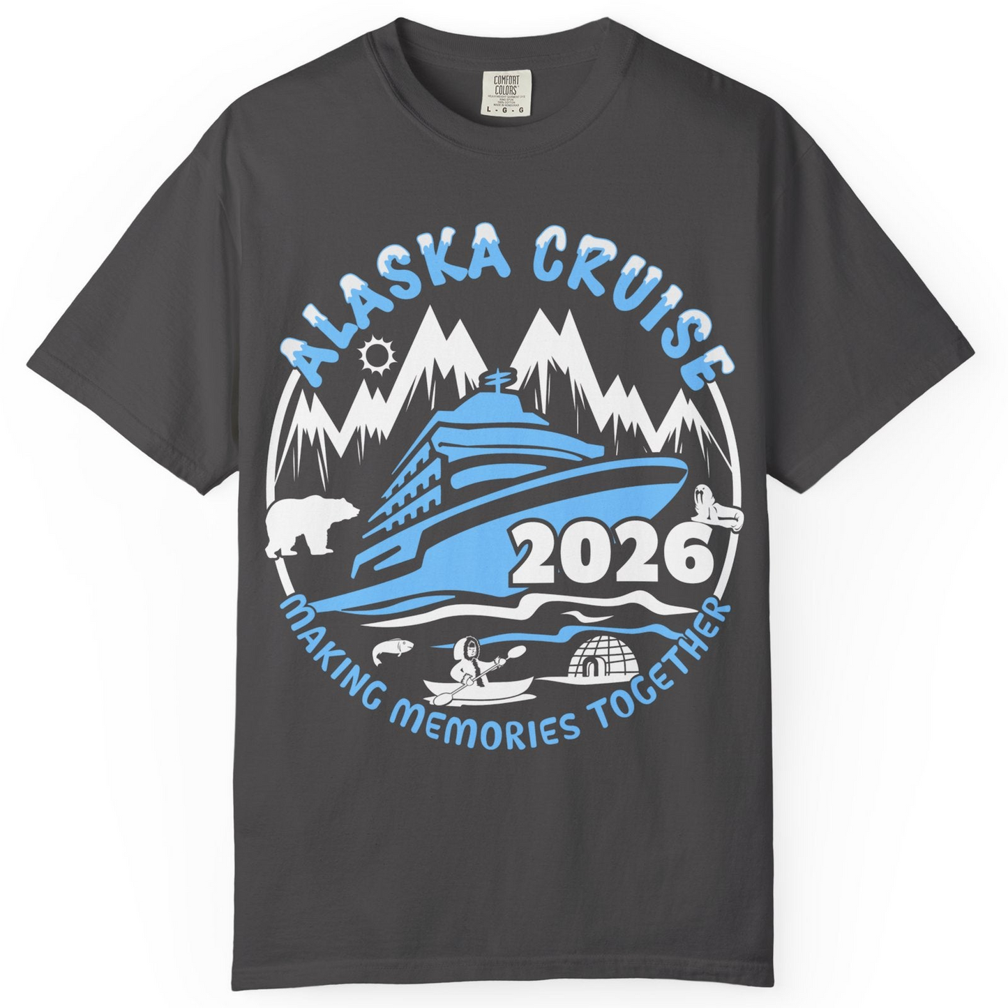 Alaska Cruise 2026 Shirt Comfort Colors T-Shirt – Graphite – Alaska Cruise Shirts