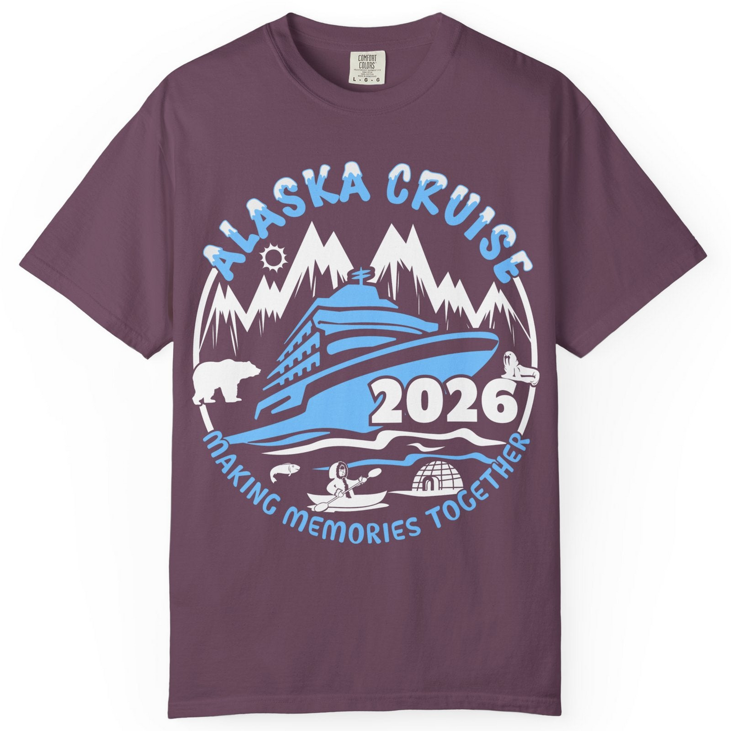 Alaska Cruise 2026 Shirt Comfort Colors T-Shirt – Berry – Alaska Cruise Shirts