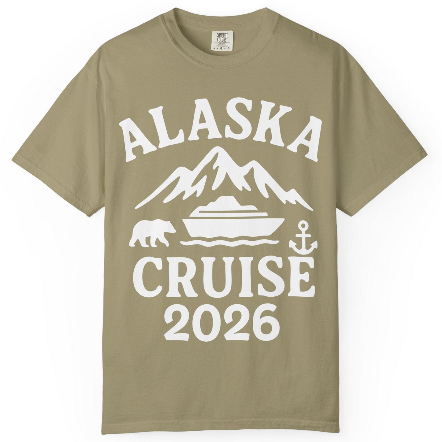Alaska Cruise 2026 Shirt Comfort Colors T-Shirt – Khaki – Alaska Cruise Shirts
