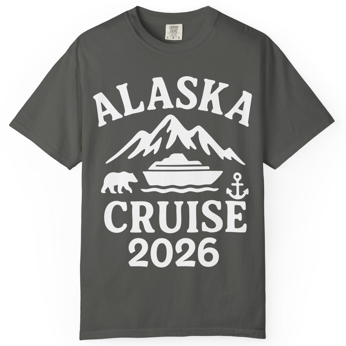 Alaska Cruise 2026 Shirt Comfort Colors T-Shirt – Pepper – Alaska Cruise Shirts