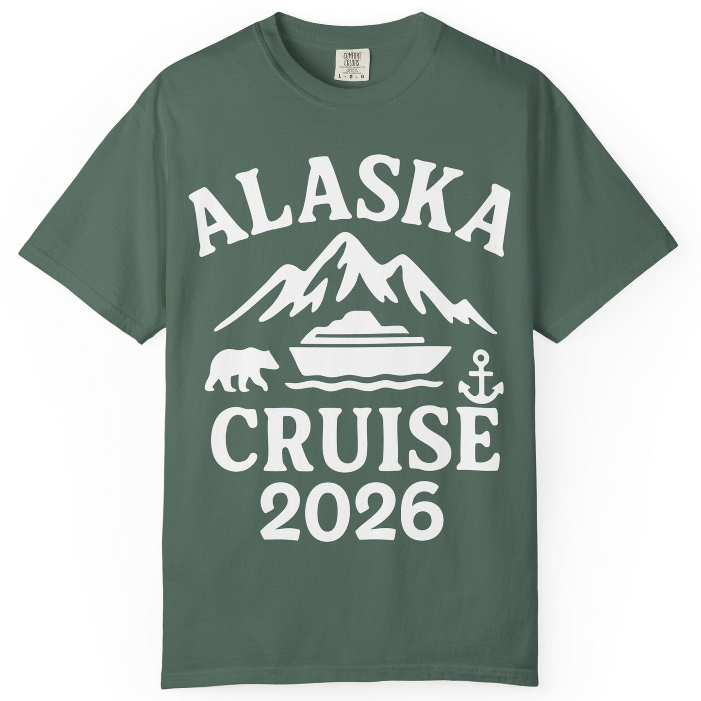 Alaska Cruise 2026 Shirt Comfort Colors T-Shirt – Blue Spruce – Alaska Cruise Shirts