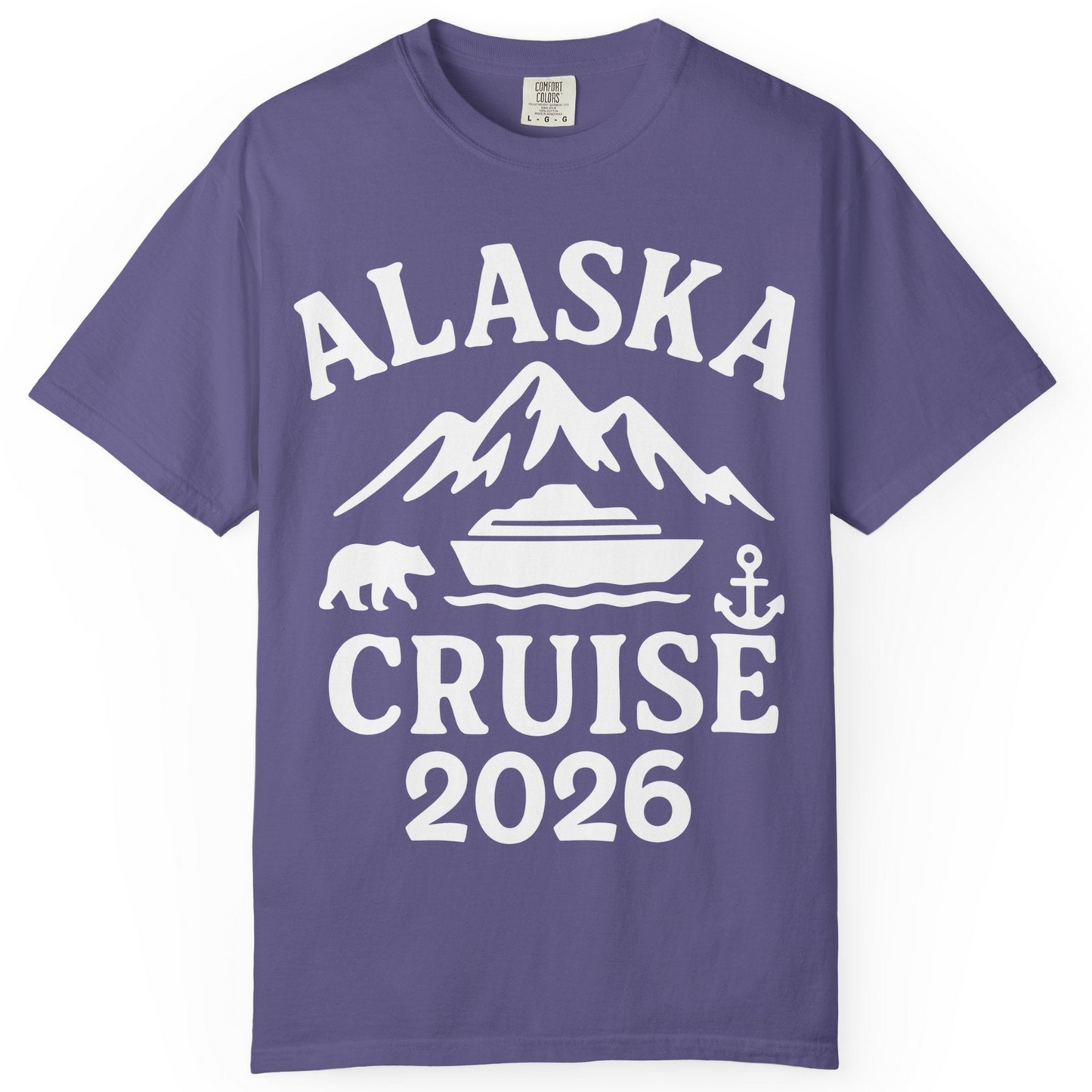 Alaska Cruise 2026 Shirt Comfort Colors T-Shirt – Grape – Alaska Cruise Shirts