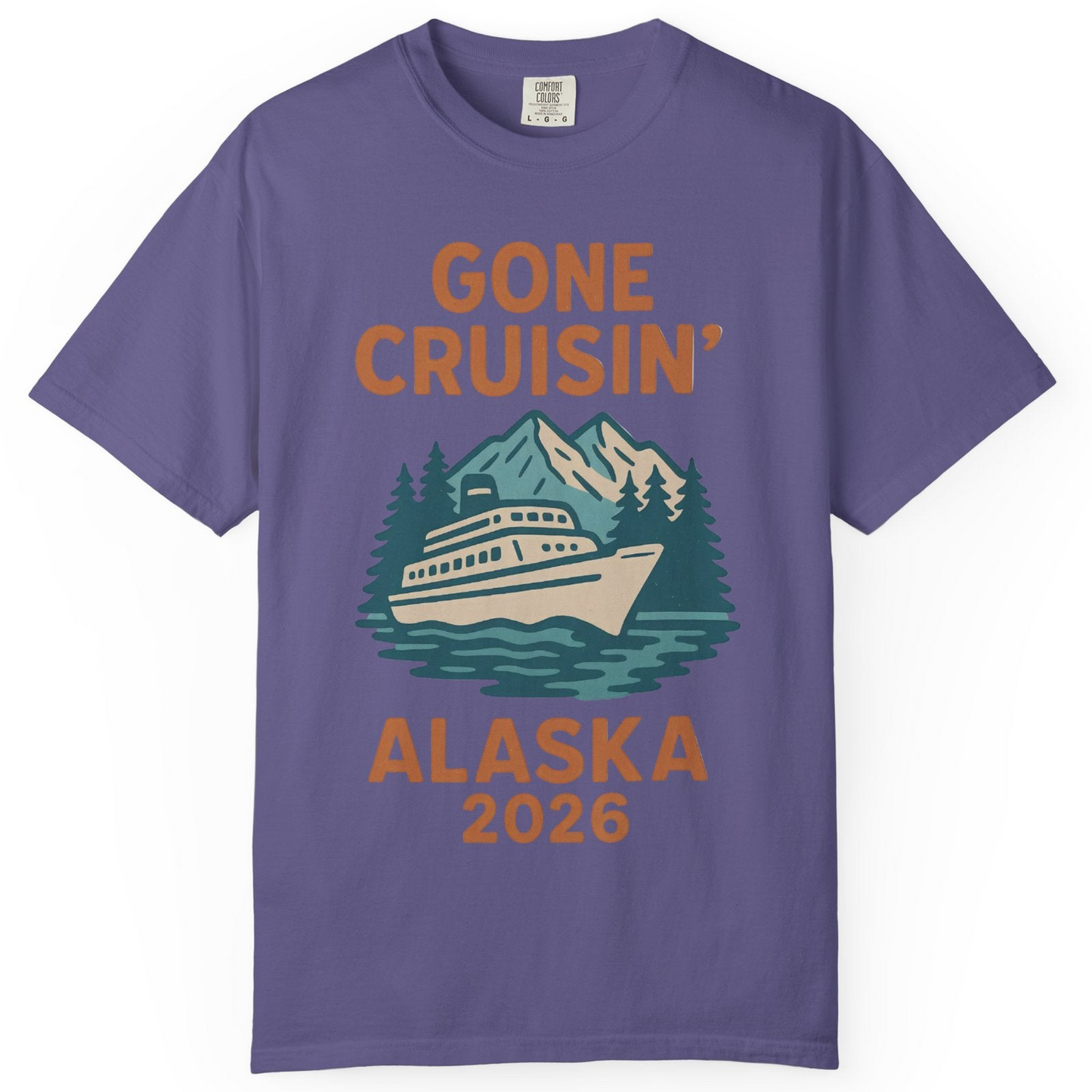 Gone Cruisin Alaska 2026 Retro Cruise Ship Nature Scenery Shirt — Comfort Comfort Colors T-Shirt – Grape – Alaska Cruise Shirts
