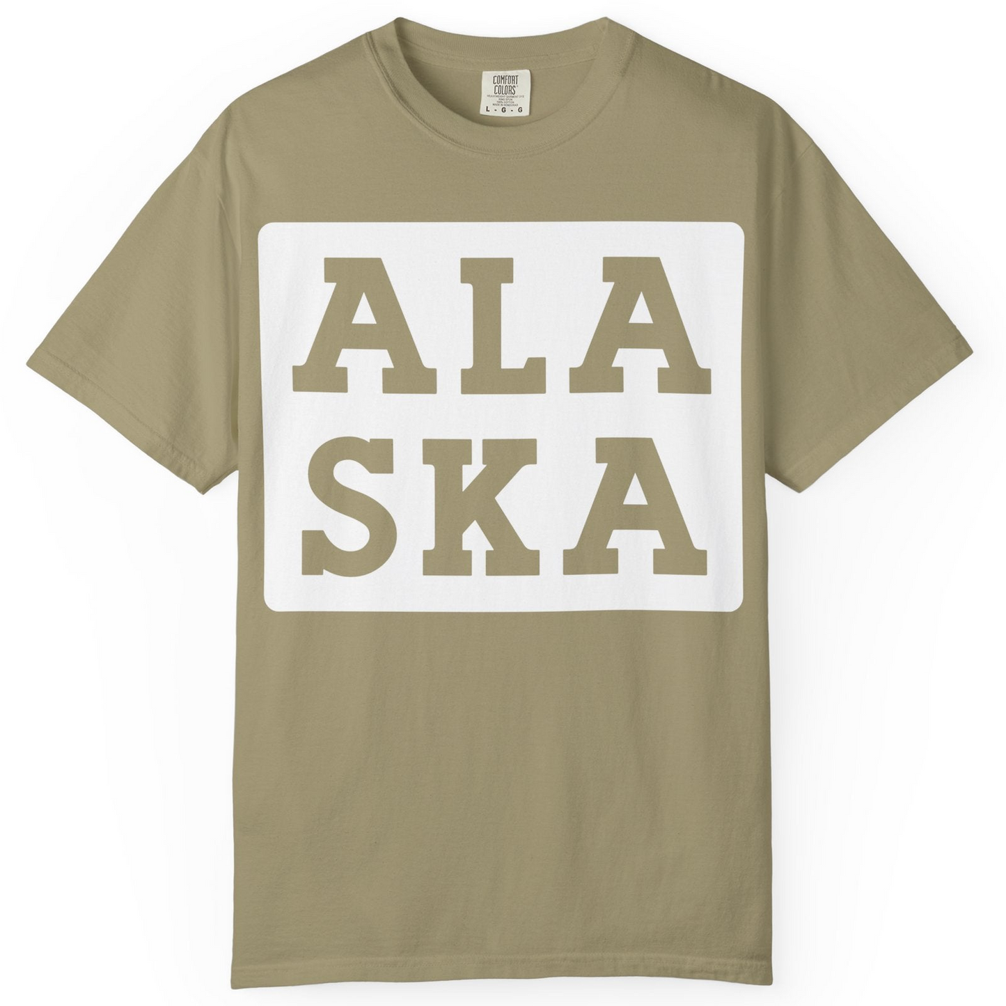 Bold Alaska Block Text Shirt Comfort Colors T-Shirt – Khaki – Alaska Cruise Shirts