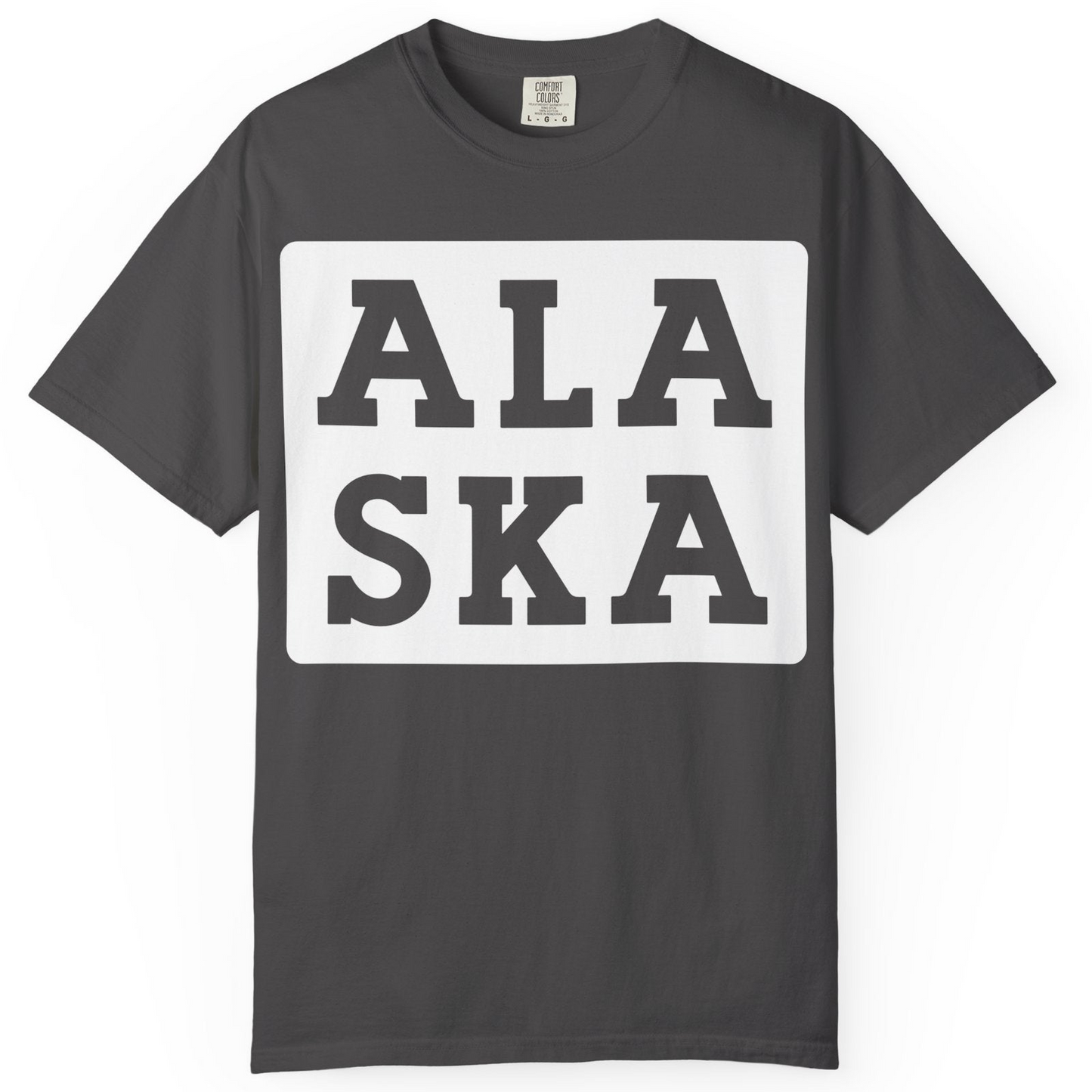 Bold Alaska Block Text Shirt Comfort Colors T-Shirt – Graphite – Alaska Cruise Shirts