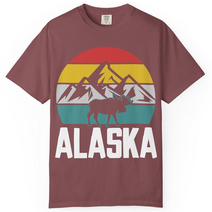 Retro Alaska Moose Silhouette Shirt Comfort Colors T-Shirt – Brick – Alaska Cruise Shirts
