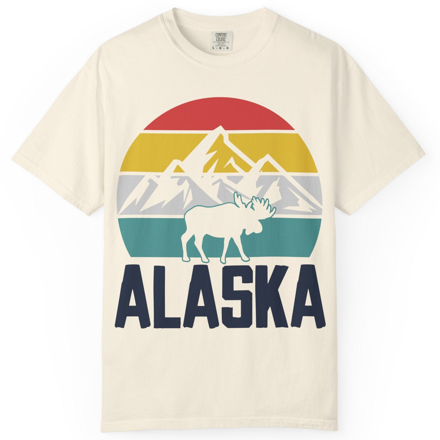 Retro Alaska Moose Silhouette Shirt Comfort Colors T-Shirt – Ivory – Alaska Cruise Shirts