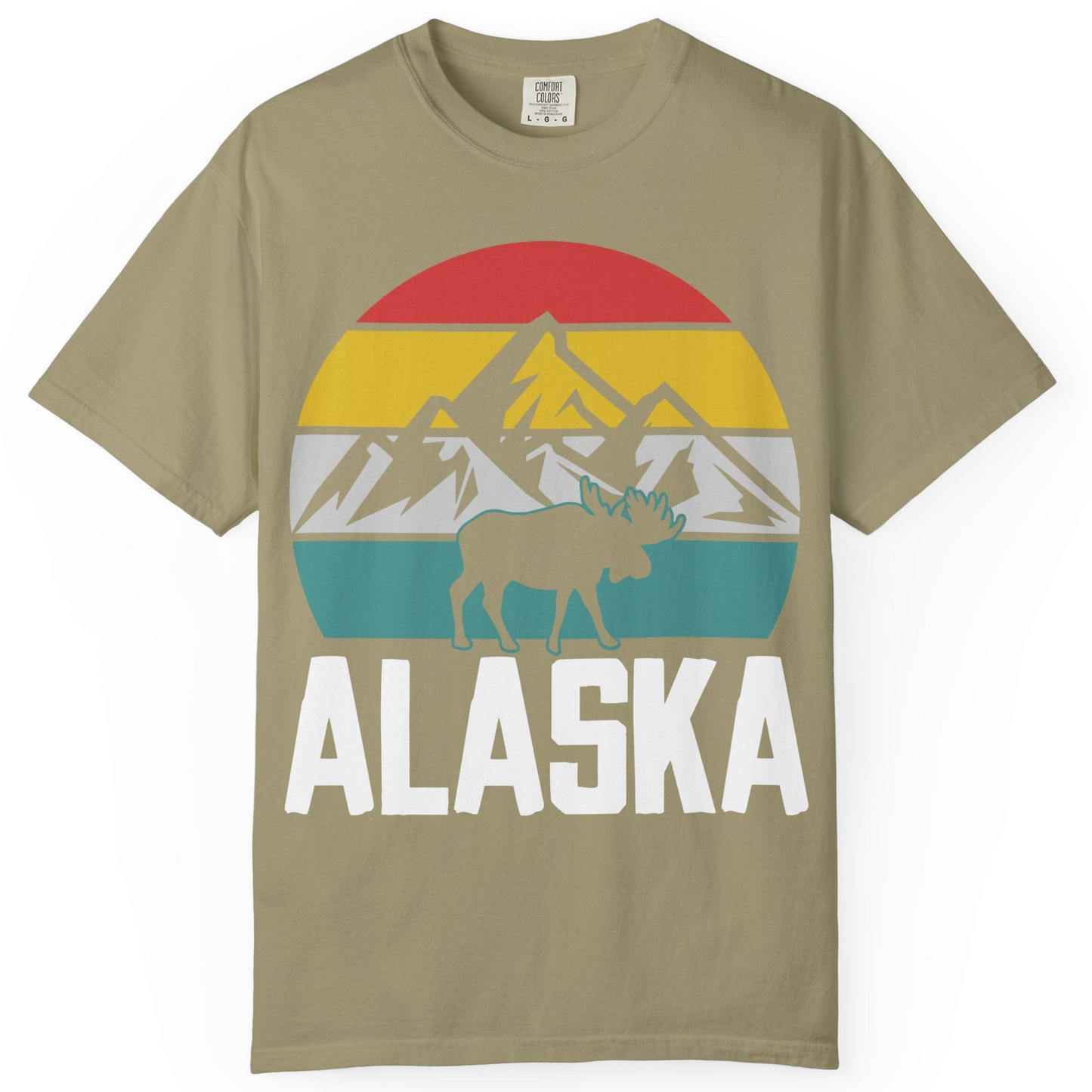 Retro Alaska Moose Silhouette Shirt Comfort Colors T-Shirt – Khaki – Alaska Cruise Shirts