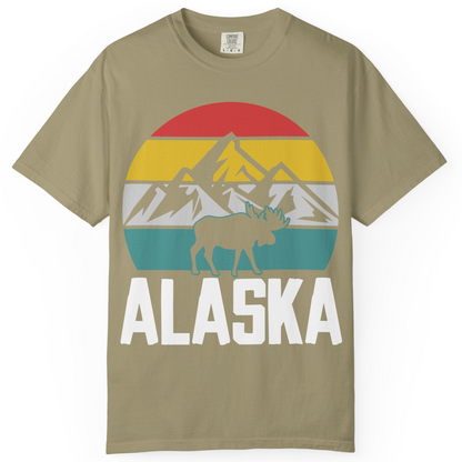Retro Alaska Moose Silhouette Shirt Comfort Colors T-Shirt – Khaki – Alaska Cruise Shirts
