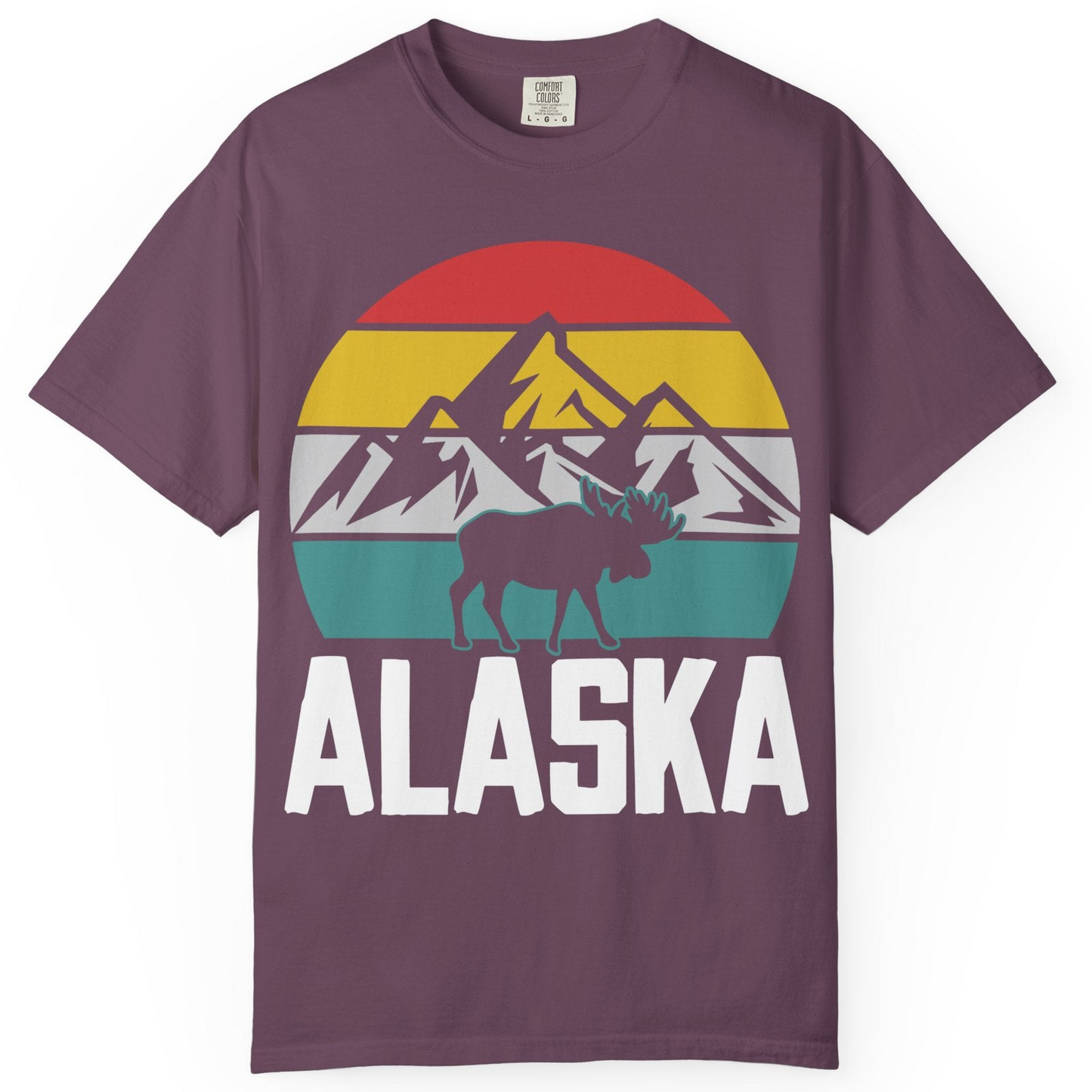Retro Alaska Moose Silhouette Shirt Comfort Colors T-Shirt – Berry – Alaska Cruise Shirts