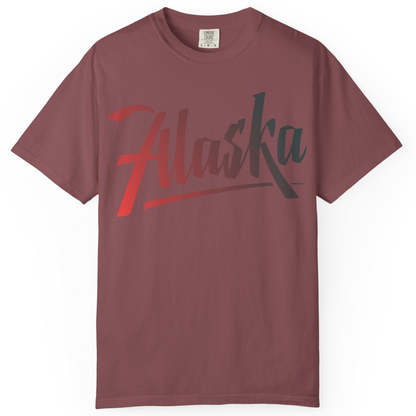 Alaska Script Wordmark Shirt Comfort Colors T-Shirt – Brick – Alaska Cruise Shirts