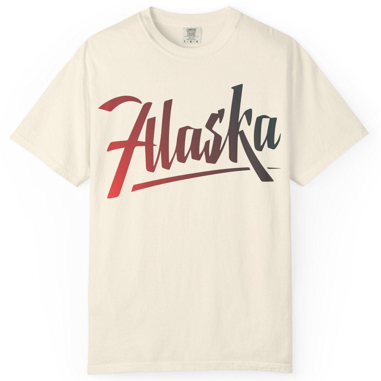 Alaska Script Wordmark Shirt Comfort Colors T-Shirt – Ivory – Alaska Cruise Shirts