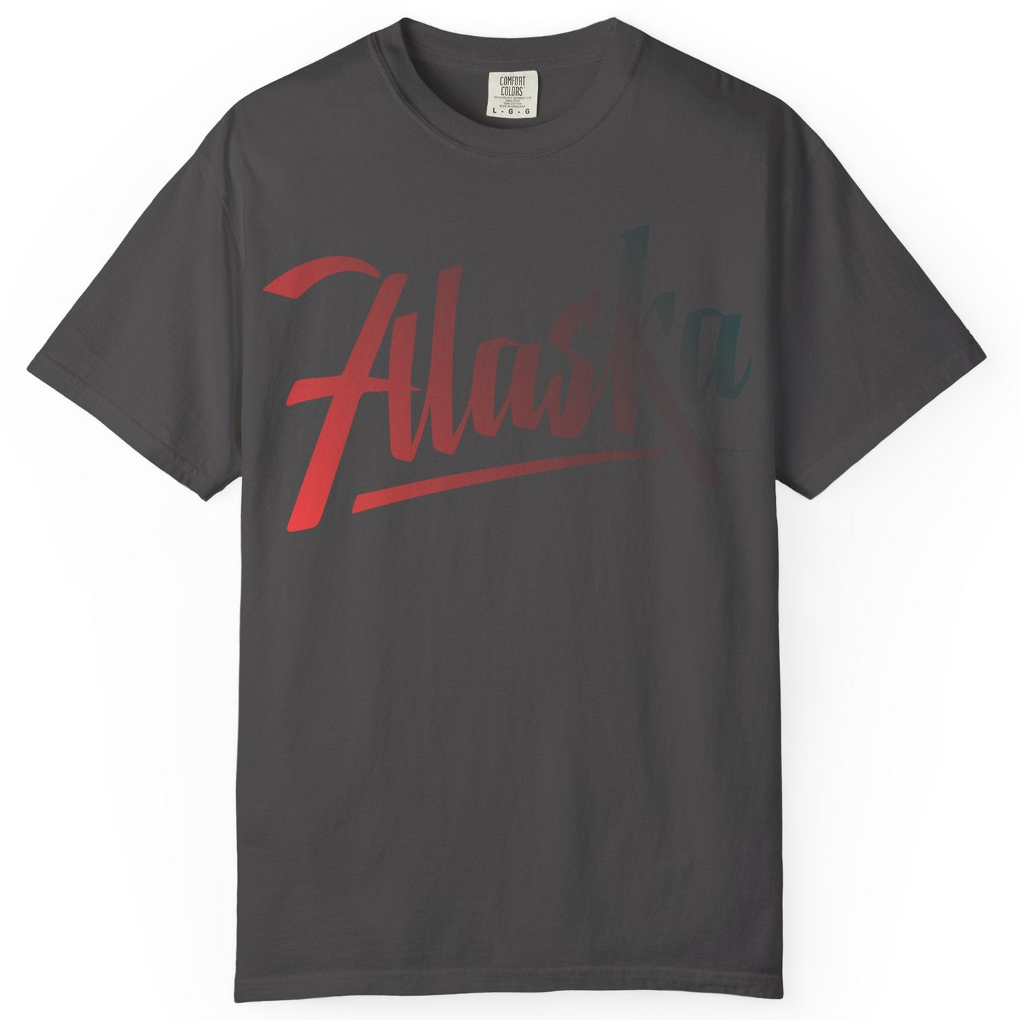 Alaska Script Wordmark Shirt Comfort Colors T-Shirt – Graphite – Alaska Cruise Shirts