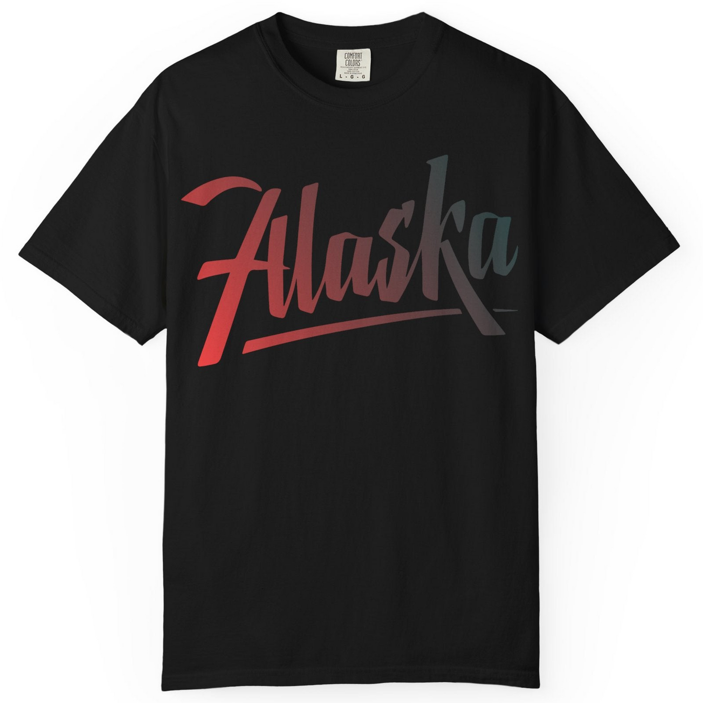 Alaska Script Wordmark Shirt Comfort Colors T-Shirt – Black – Alaska Cruise Shirts