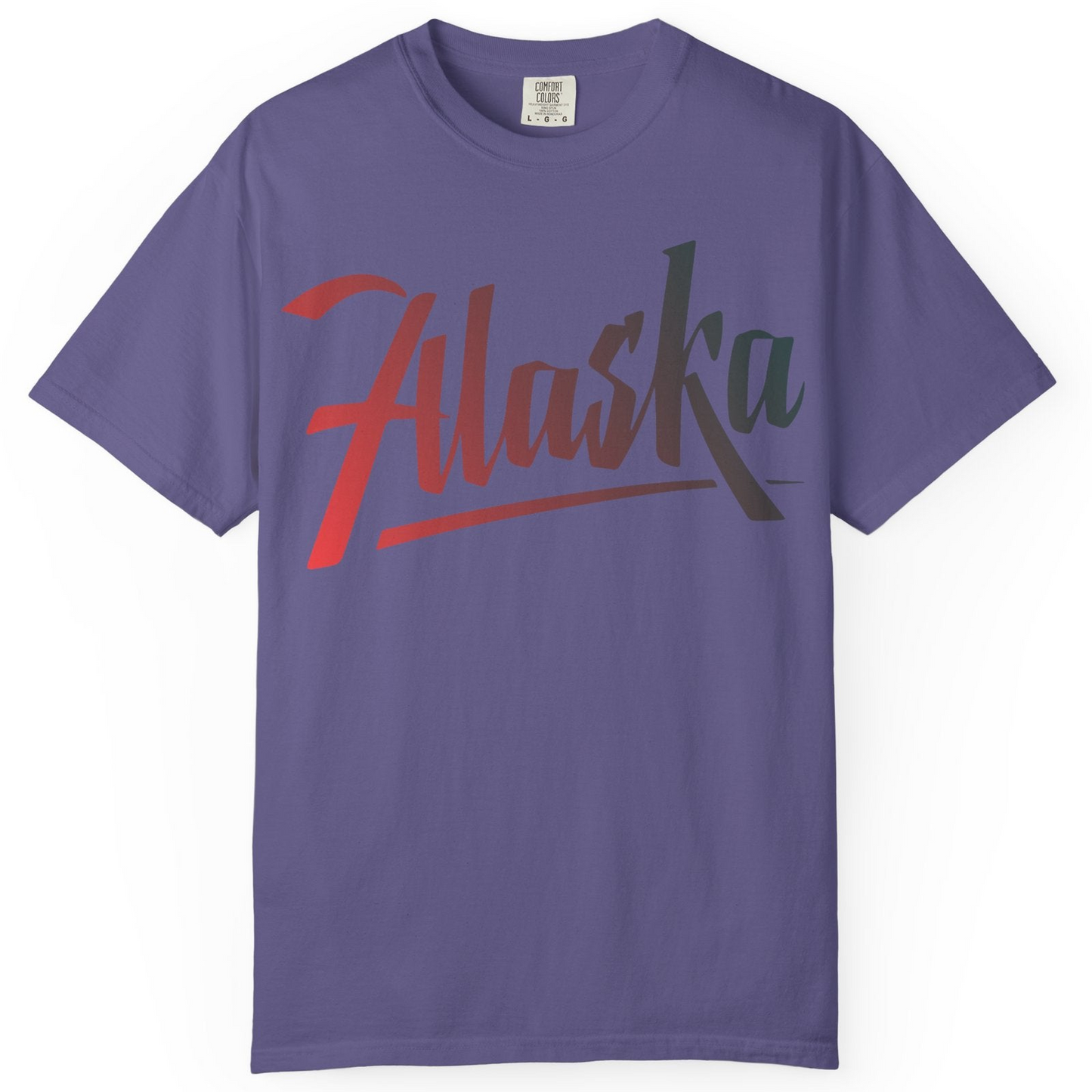 Alaska Script Wordmark Shirt Comfort Colors T-Shirt – Grape – Alaska Cruise Shirts