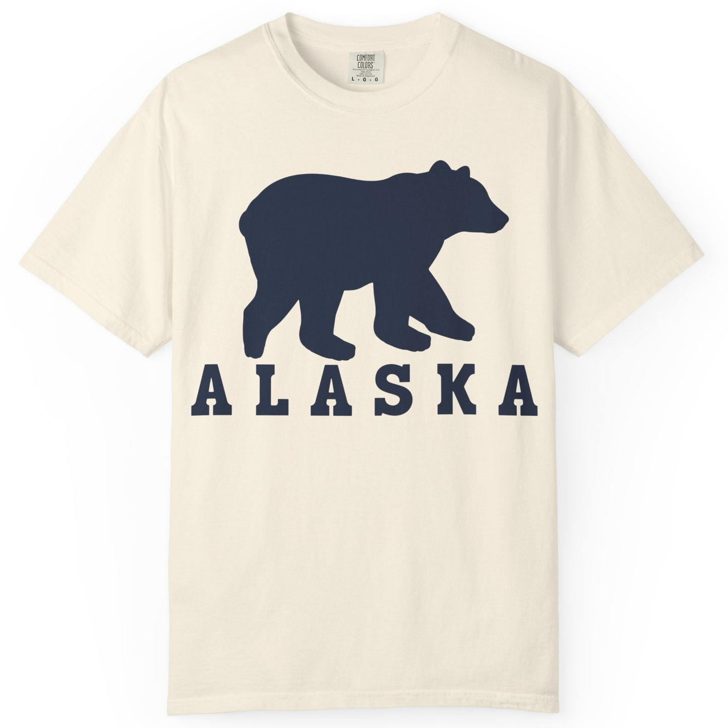 Alaska Bear Silhouette Shirt Comfort Colors T-Shirt – Ivory – Alaska Cruise Shirts