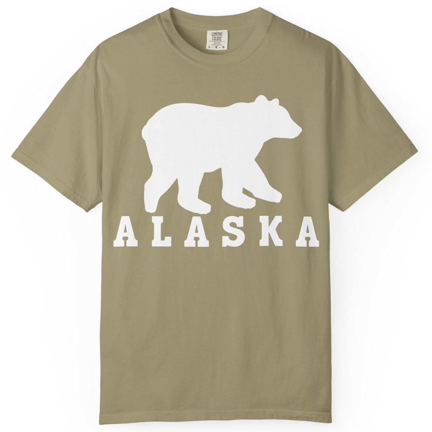 Alaska Bear Silhouette Shirt Comfort Colors T-Shirt – Khaki – Alaska Cruise Shirts