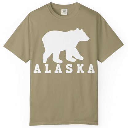 Alaska Bear Silhouette Shirt Comfort Colors T-Shirt – Khaki – Alaska Cruise Shirts