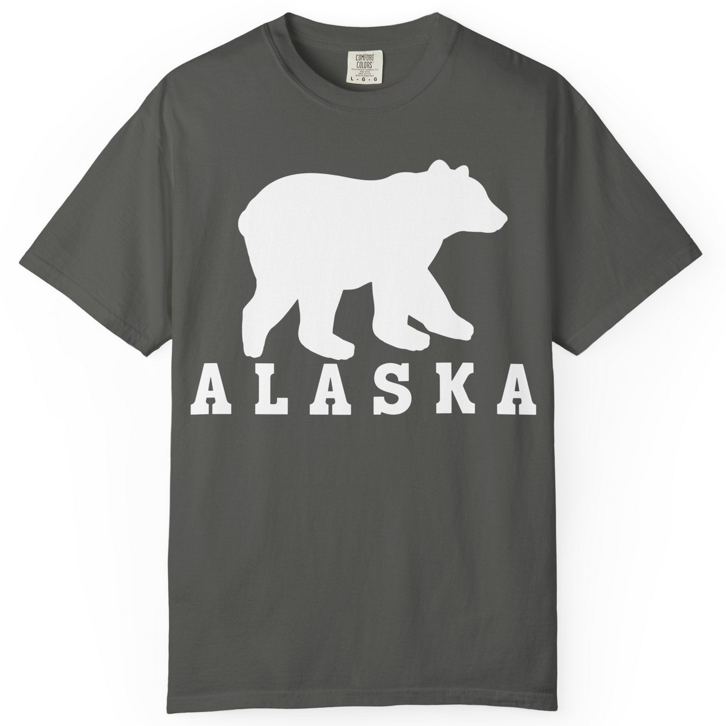 Alaska Bear Silhouette Shirt Comfort Colors T-Shirt – Pepper – Alaska Cruise Shirts