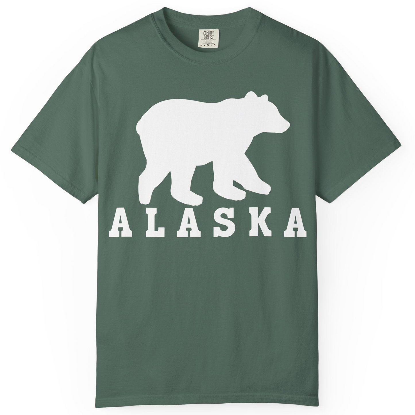 Alaska Bear Silhouette Shirt Comfort Colors T-Shirt – Blue Spruce – Alaska Cruise Shirts