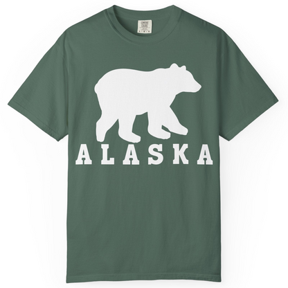 Alaska Bear Silhouette Shirt Comfort Colors T-Shirt – Blue Spruce – Alaska Cruise Shirts
